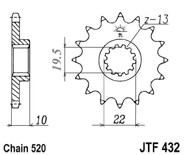 Obrázek produktu Řetězové kolečko JT JTF 432-15 15 zubů, 520 JTF432.15