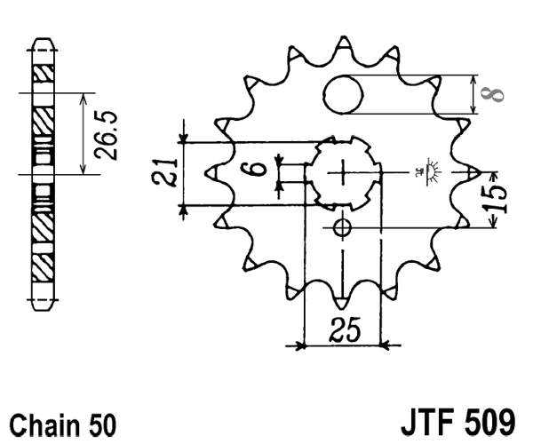 Obrázek produktu Řetězové kolečko JT JTF 509-15 15 zubů, 530 JTF509.15