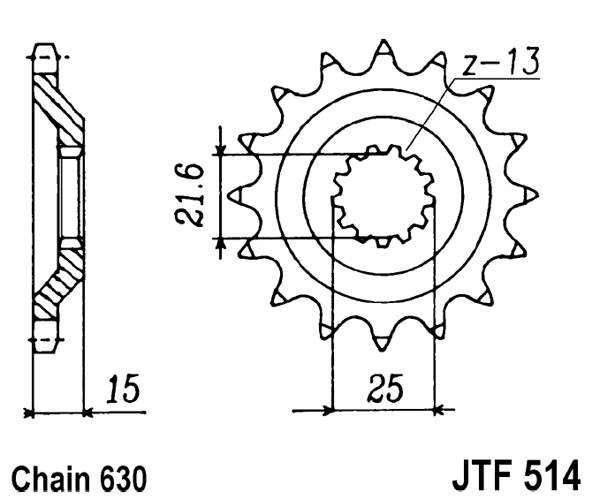 Obrázek produktu Řetězové kolečko JT JTF 514-15 15 zubů, 630 JTF514.15