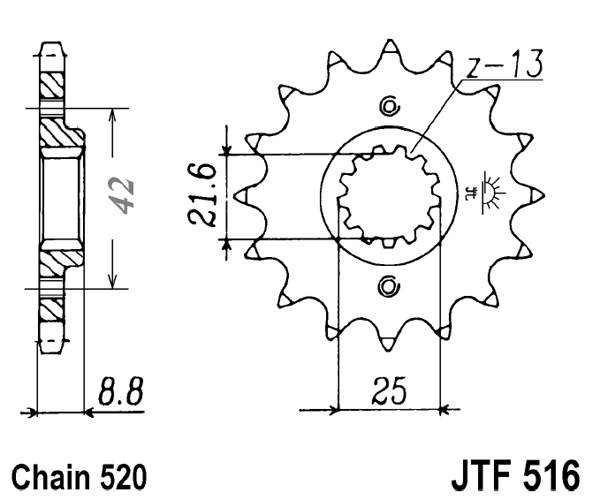 Obrázek produktu Řetězové kolečko JT JTF 516-15 15 zubů, 520