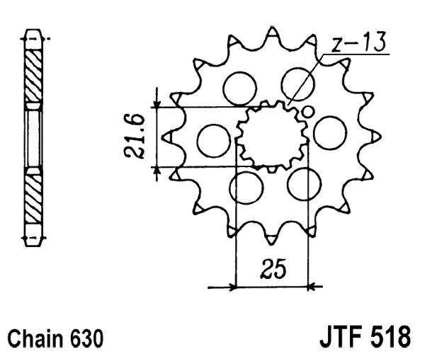 Obrázek produktu Řetězové kolečko JT JTF 518-13 13 zubů, 630