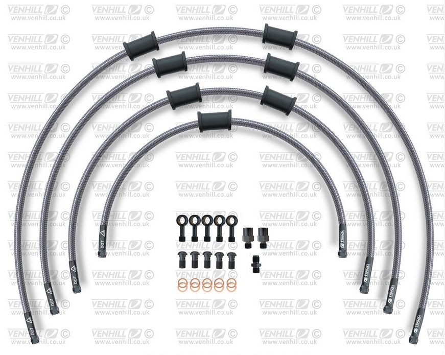 Obrázek produktu STANDARD Hadice přední brzdy sada Venhill POWERHOSEPLUS BMW-11005FB (4 hadice v sadě) Průhledné hadice, černé koncovky BMW-11005FB