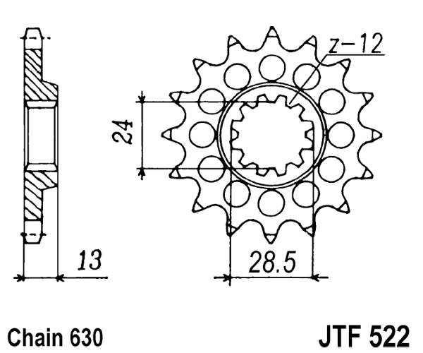 Obrázek produktu Řetězové kolečko JT JTF 522-15 15 zubů, 630