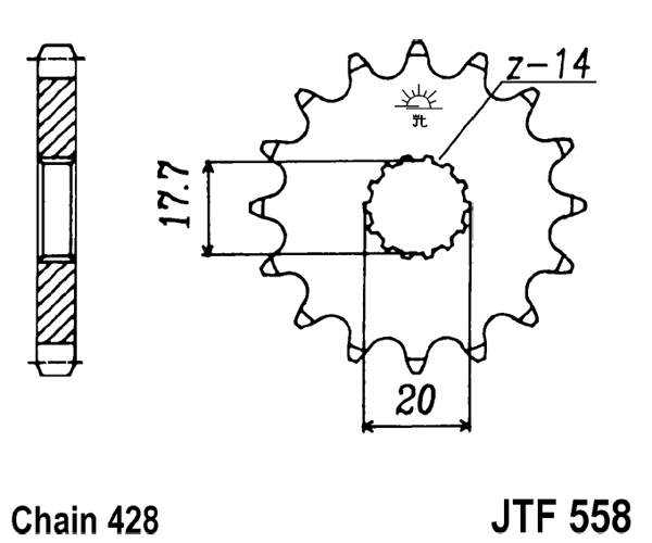 Obrázek produktu Řetězové kolečko JT JTF 558-15 15 zubů, 428 JTF558.15