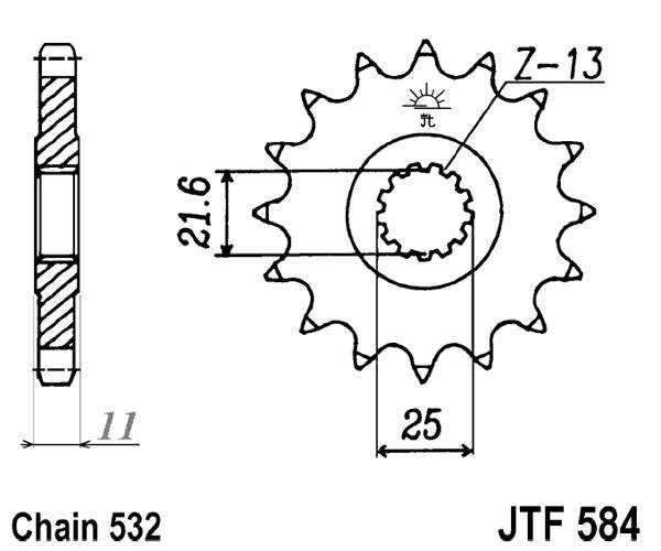 Obrázek produktu Řetězové kolečko JT JTF 584-17 17 zubů, 532