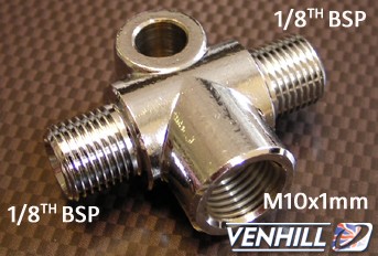 Obrázek produktu T-spojka brzdové hadice Venhill POWERHOSEPLUS 776/1 female M 10X1 konvexní závit 1/8th BSP 776/1