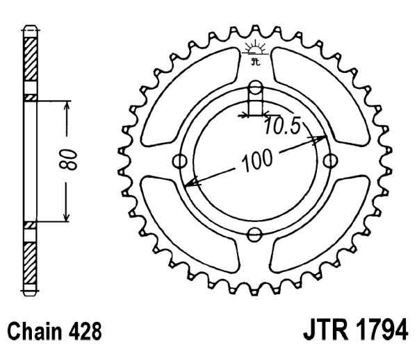 Obrázek produktu Řetězová rozeta JT 45 zubů, 428
