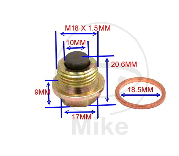 Obrázek produktu Magnetický vypouštěcí šroub JMP M18X1.50 s těsněním