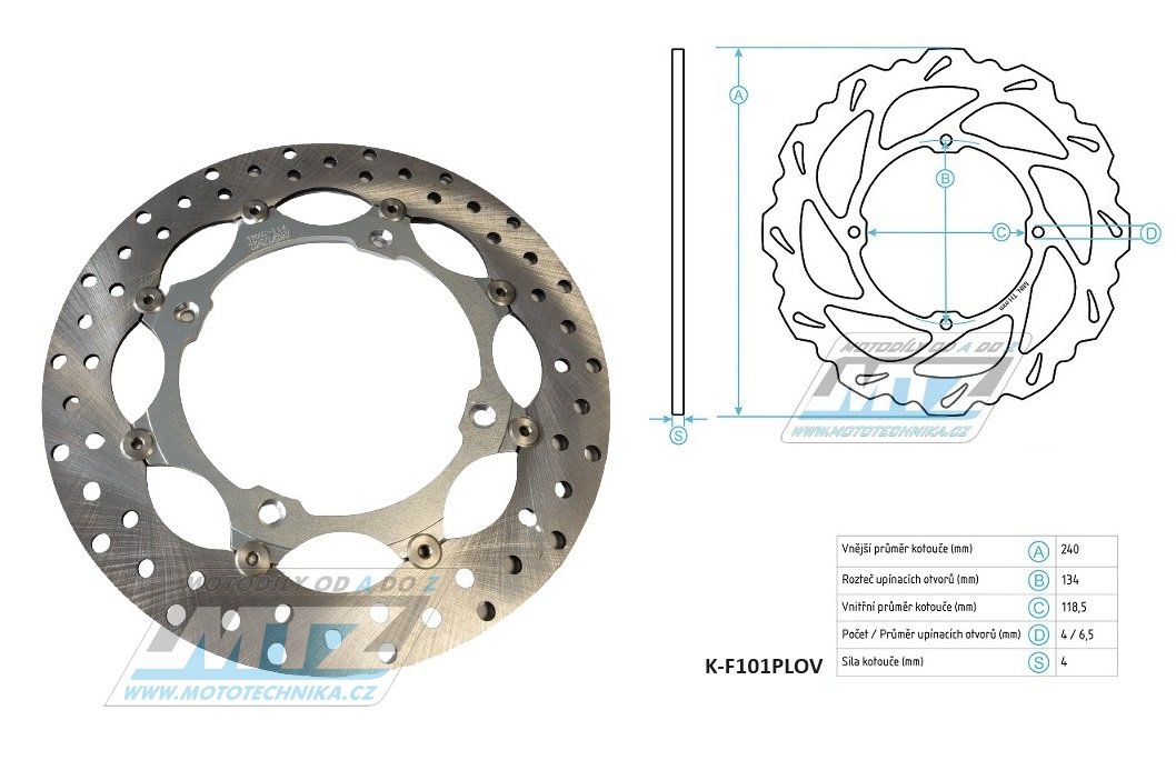 Obrázek produktu Kotouč plovoucí (Talon) NEREZ - Honda CR125+CR250+CR500+XR350+XL250+XL350+XLR125 K-F101PLOV