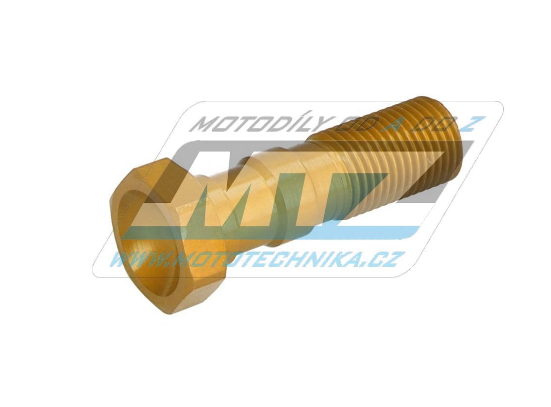 Obrázek produktu Šroub průtokový (šroub dutý) M10x1,25x34 hliníkový - dvojitý - barva zlatá LUMCH951G