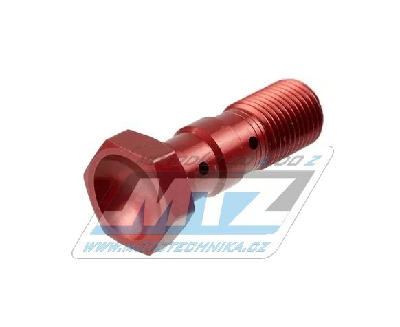 Obrázek produktu Šroub průtokový (šroub dutý) M10x1,0x30 hliníkový - dvojitý (verze Brembo) - barva červená LUMCH961R
